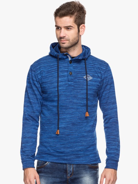 

Status Quo Men Blue Solid Slim Fit Hooded Sweatshirt