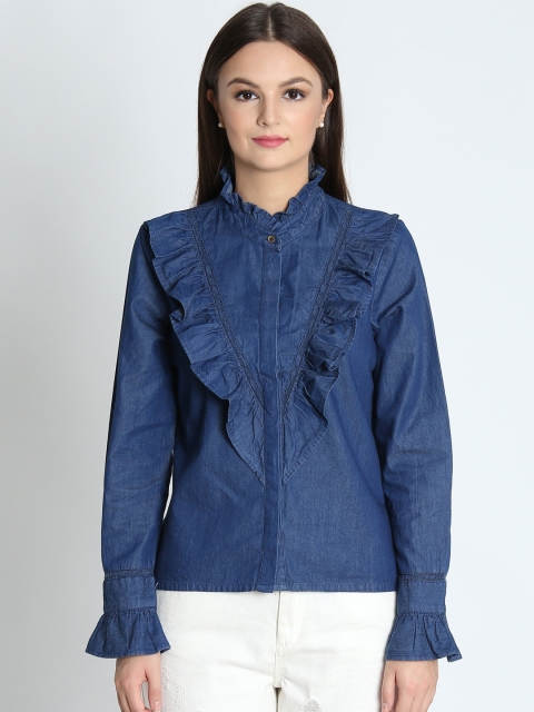 

LA LOFT Women Blue Regular Fit Solid Casual Shirt