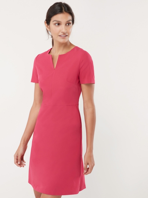 

next Women Pink Solid Fit and Flare Dress