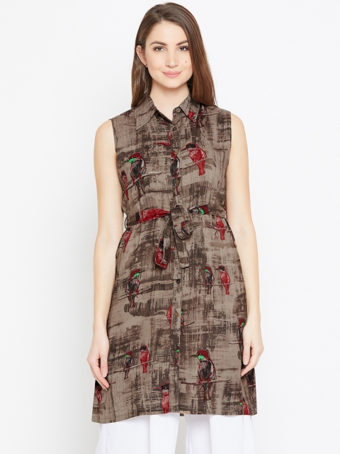 

Bitterlime Brown & Red Printed Tunic