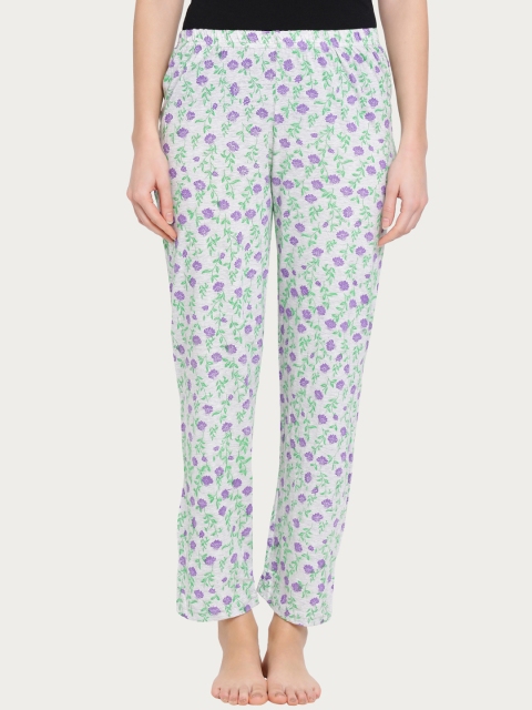 

Clovia Women Grey & Purple Printed Pyjamas LB0165P12M