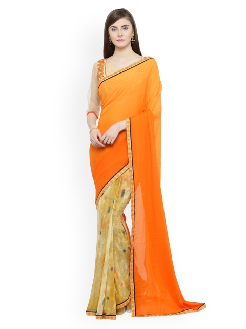 

Shaily Orange Embellished Pure Georgette Saree