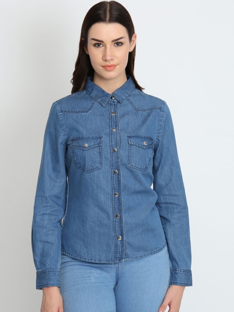 

LA LOFT Women Blue Regular Fit Solid Casual Shirt