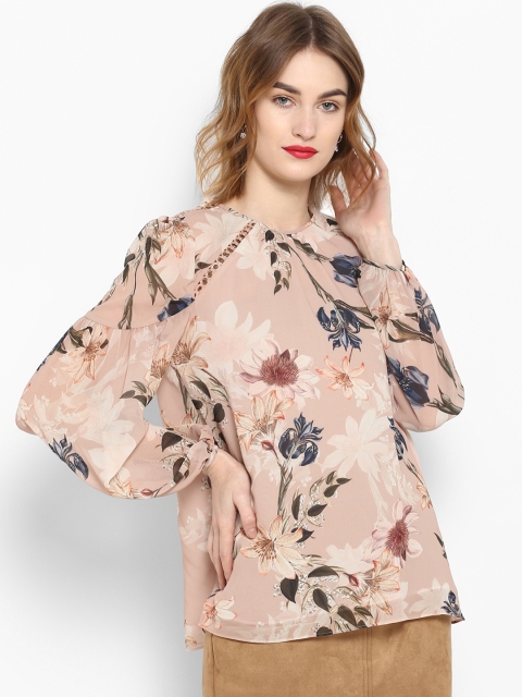 

Forever New Women Nude-Coloured Printed A-Line Top