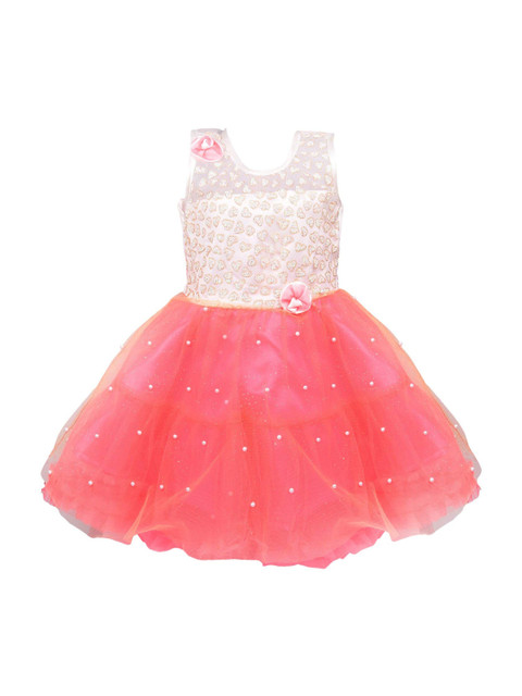 

Wish Karo Girls Peach-Coloured Embellished Fit and Flare Dress