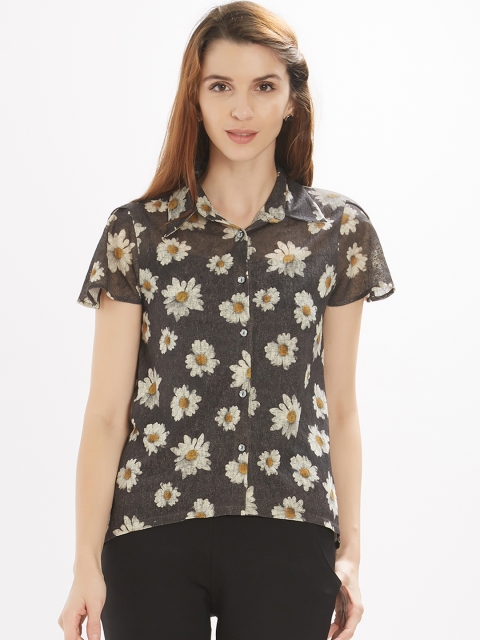 

Soie Women Grey Regular Fit Printed Casual Shirt