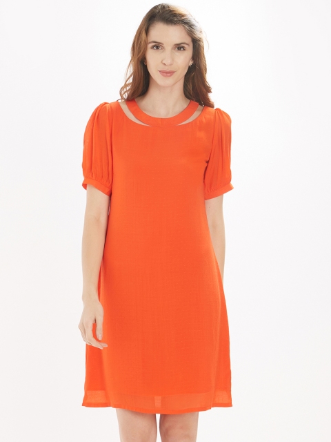 

Soie Women Orange Solid A-Line Dress