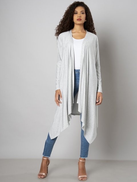 

FabAlley Grey Solid Open Front Shrug