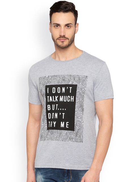 

Status Quo Men Grey Printed Round Neck T-shirt