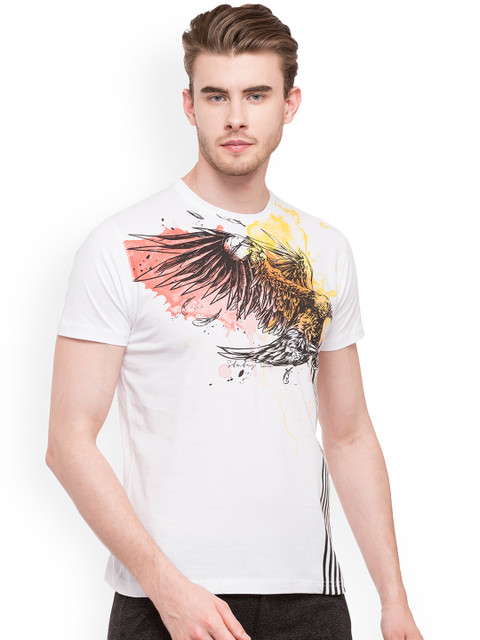 

Status Quo Men White Printed Round Neck Pure Cotton T-shirt