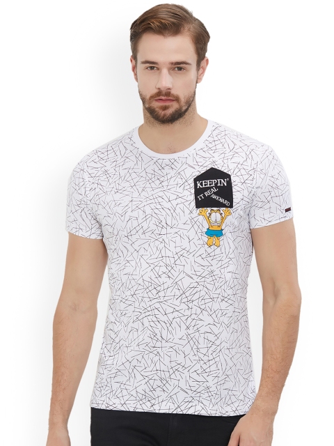 

Status Quo Men White Printed Slim Fit Round Neck T-shirt