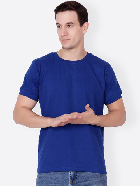 

Cation Men Blue Solid Round Neck T-shirt