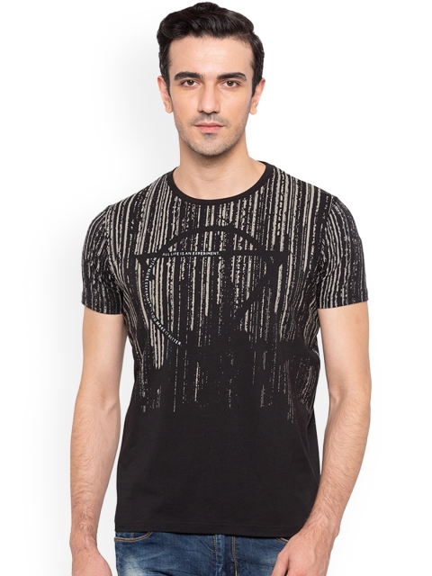 

Status Quo Men Black Printed Round Neck Pure Cotton T-shirt