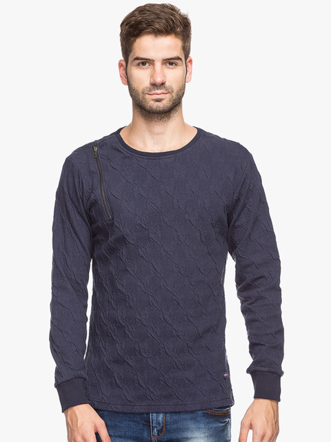 

Status Quo Men Blue Self Design Slim Fit Sweatshirt