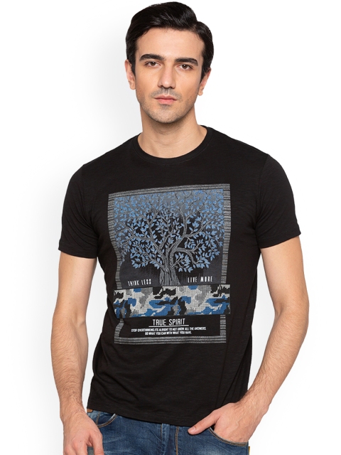 

Status Quo Men Black Printed Slim Fit Round Neck T-shirt