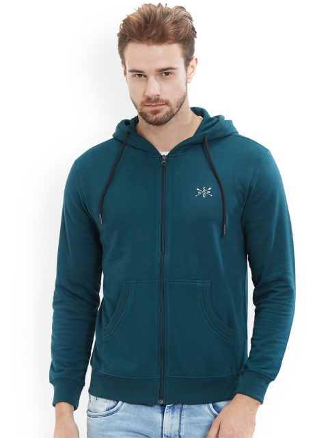 

Status Quo Men Teal & Blue Solid Hooded Sweatshirt