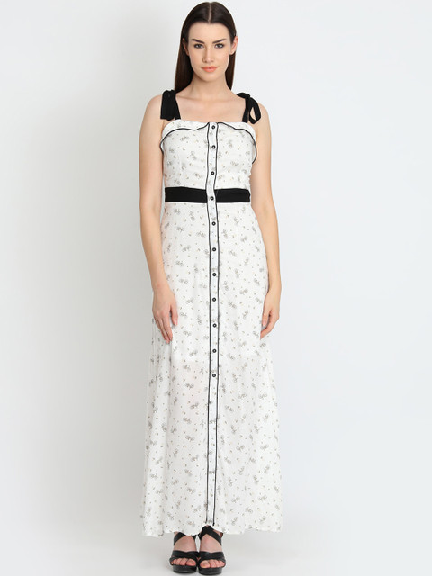 

LA LOFT Women White Printed Maxi Dress