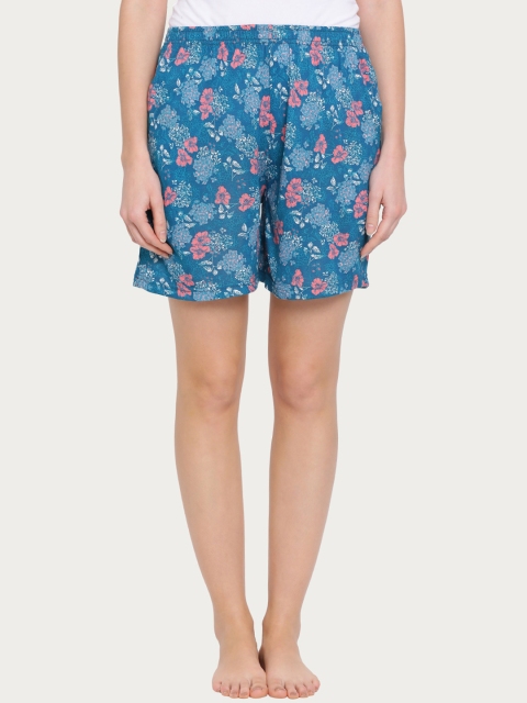 

Clovia Women Blue & Pink Printed Lounge Shorts