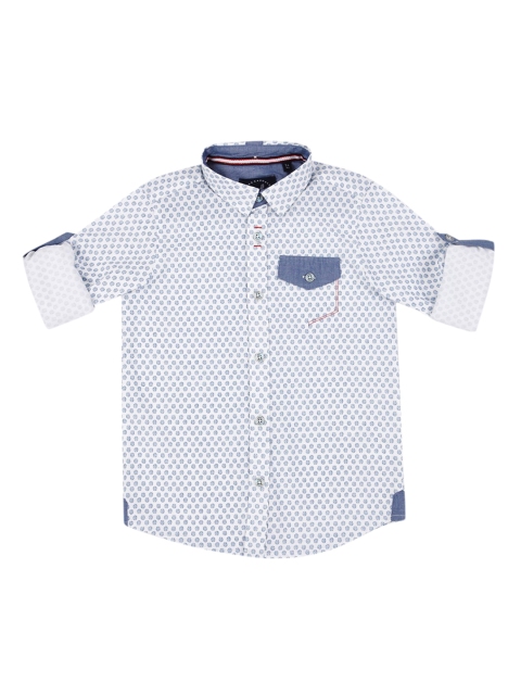 

URBAN SCOTTISH Boys Blue Regular Fit Printed Casual Shirt