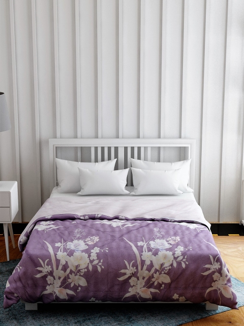 

EverHOME Purple & White Floral Supersoft Flano 180 GSM Double A/C Comforter