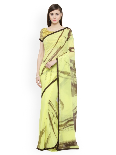 

Shaily Green Printed Pure Georgette Saree