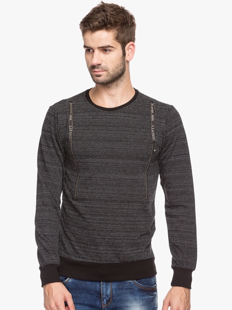 

Status Quo Men Black Self Design Sweatshirt