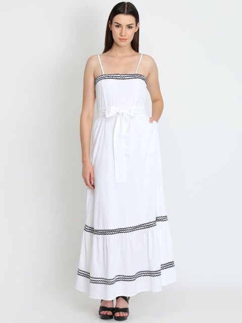 

LA LOFT Women White Solid Maxi Dress