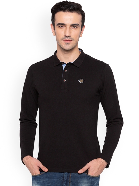 

Status Quo Men Black Solid Polo Collar T-shirt