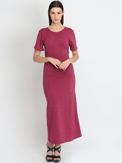 

LA LOFT Women Magenta Solid Shimmery Maxi Dress