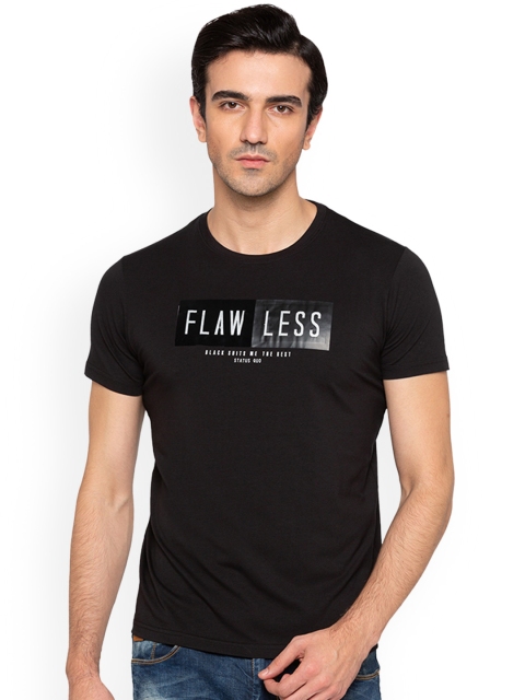 

Status Quo Men Black Printed Round Neck Pure Cotton T-shirt