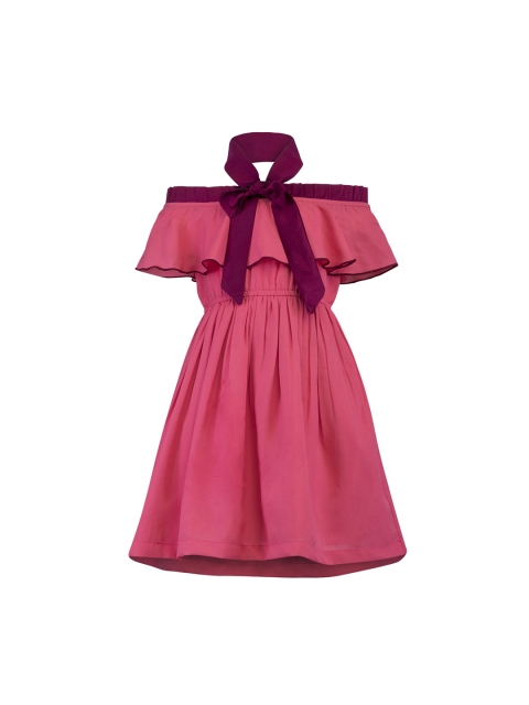 

Stylo Bug Girls Pink Solid Blouson Dress