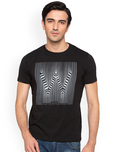 

Status Quo Men Black Printed Round Neck Pure Cotton T-shirt