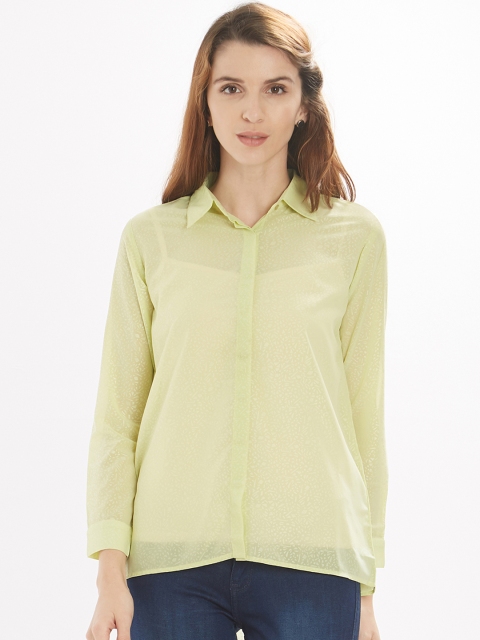 

Soie Women Lime Green Regular Fit Printed Casual Shirt
