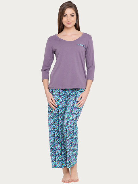 

Clovia Purple & Turquoise Blue Printed Lounge Set