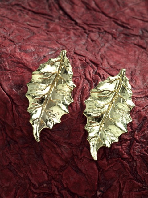 

SASSAFRAS Women Gold-Toned Leaf Shaped Drop Earrings