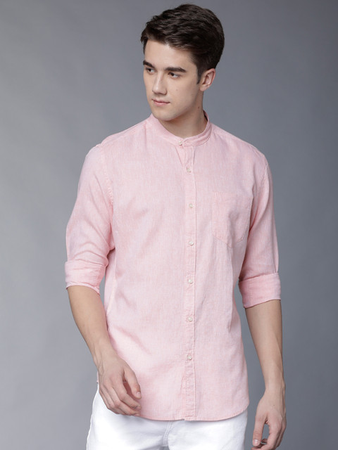 

Black coffee Men Pink Slim Fit Solid Casual Shirt