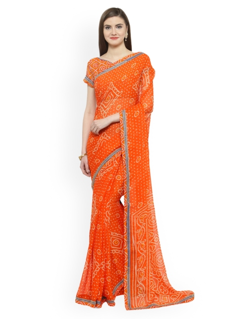 

Shaily Orange Printed Pure Chiffon Saree