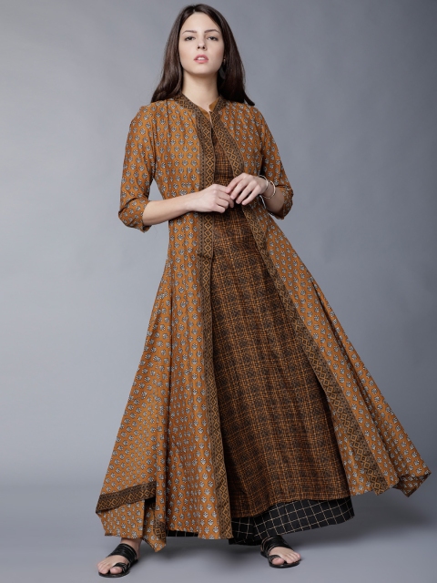 

Vishudh Women Brown Printed A-Line Kurta