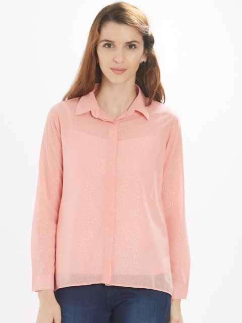 

Soie Women Pink Regular Fit Printed Casual Shirt