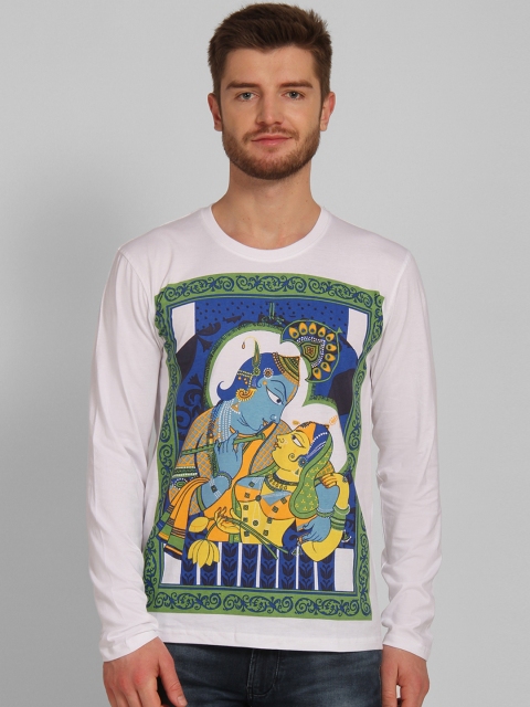 

Tantra Men White Printed Round Neck T-shirt