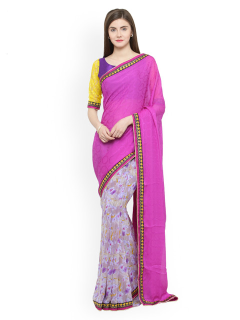 

Shaily Magenta Printed Pure Georgette Saree
