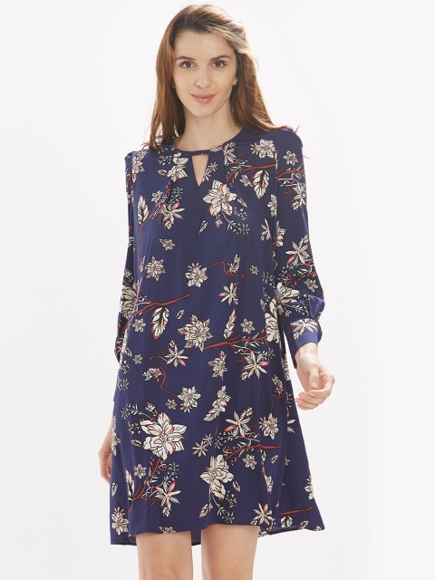 

Soie Women Blue Printed A-Line Dress