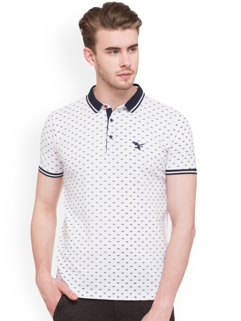 

Status Quo Men White Printed Polo Collar Slim Fit T-shirt