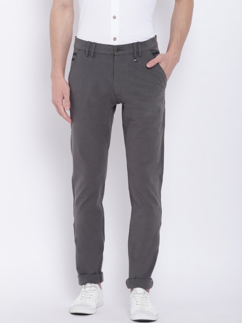 

JUMP USA Men Grey Slim Fit Solid Regular Trousers