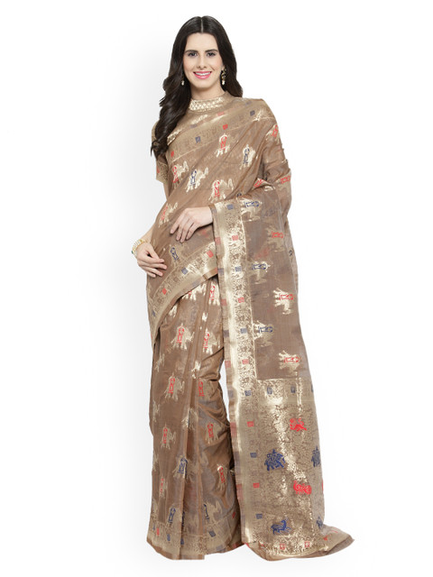 

Shaily Coffee Brown Pure Silk Woven Design Banarasi Saree