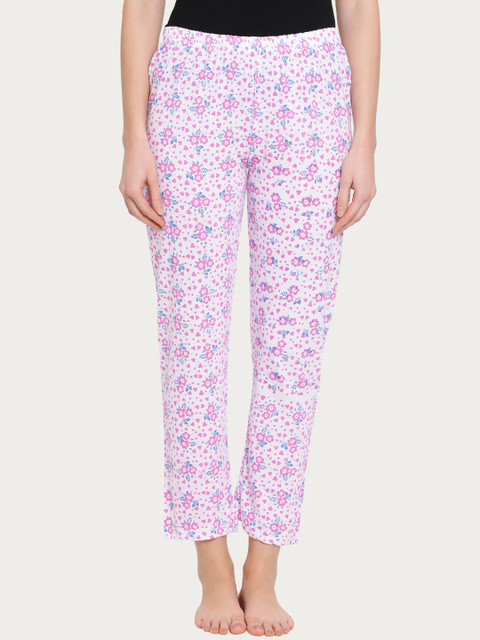 

Clovia Women White & Pink Printed Pyjamas LB0166P14XL