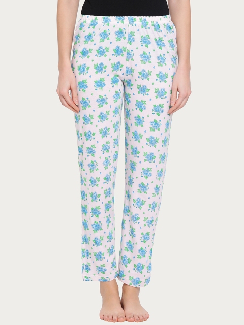 

Clovia Women Off-White & Blue Printed Pyjamas LB0166P03XL