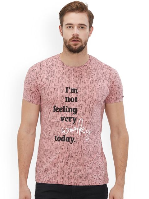 

Status Quo Men Pink Printed Round Neck T-shirt