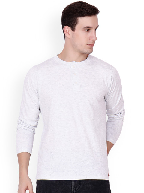 

Cation Men Light Grey Solid Henley Neck T-shirt