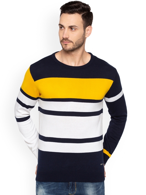 

Status Quo Men Navy Blue & White Striped Pullover